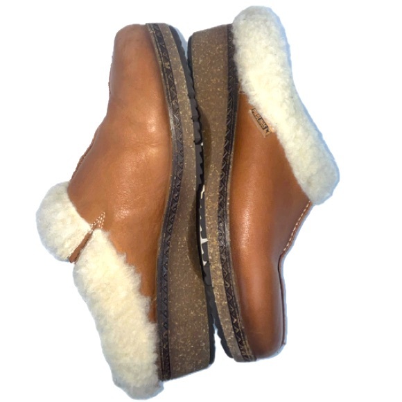 Pikolinos Clog Shoes Size EUR 40 US 9-9.5 Tan Granada Leather Fleece-Lined Fall - Picture 2 of 13
